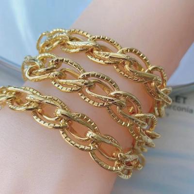 China Trendy Trendy Brass Gold Plated Link Chain Bracelet For Women Jewelry for sale