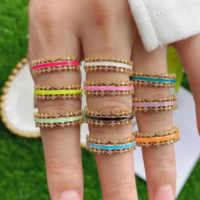 China 2021 New Design Fashion TRENDY Handmade Colorful Oil Enamel Drip Opening Rings for sale