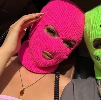 China Custom Hat COMMON Ski Mask Winter Balaclava Bandit Balaclava Rappers Skimask Pink Logo 3 Hole Full Face Cover Bandit for sale