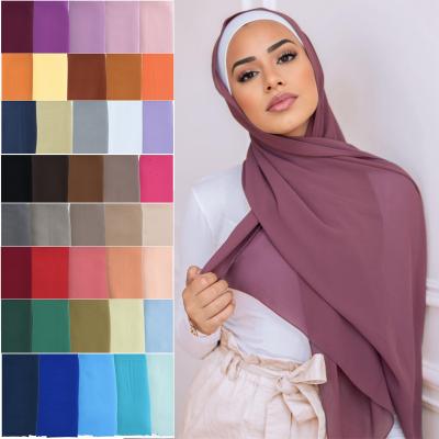 China 80 Colors Muslim Chiffon Hijab Chiffon Factory Directly Chiffon Hijab Ladies Scarf Simple Shawls Wraps For Women for sale