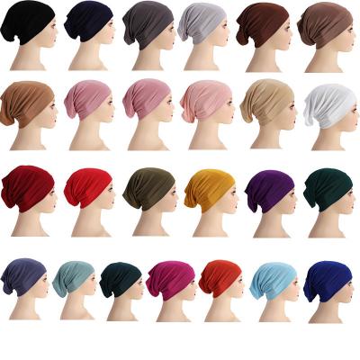 China Logo Cheaper Solid Color Cotton Malaysia Women Modal Promotional Custom Muslim Turban Hat Inner Hijab Hat For Tank Top for sale