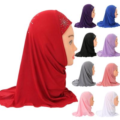 China Wholesale Custom Kids Polyester Hijab Plain Amira Polyester Hijab For Islamic Girls Wearing Children Kids Hijab for sale