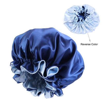 China Wholesale Luxury Women's Satin Wide Chemo Headwear Stain Bonnet Cap Double Layer Bandage Lady's Luxury Silk Sleeping Cap for sale