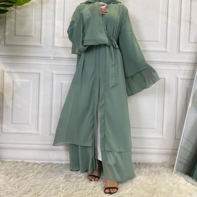 China New Arrival Chiffon Arab Turkish Muslim Women Dubai Abaya Islamic Dress Solid Color Chiffon Pray Abaya Eid Dress for sale