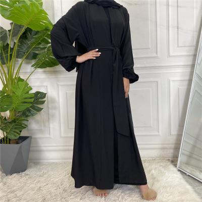 China Islamic Women Dubai Eid Daily Simple Modest Chiffon Fashion Solid Color Abaya Robe Muslim Clothing for sale