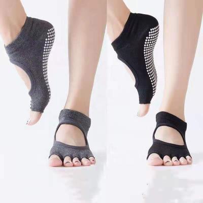 China New Style Solid Color Anti-slip Soft Five Grip Toe Comfortable Terylene Nylon Silicone QUICK DRY Socks for sale