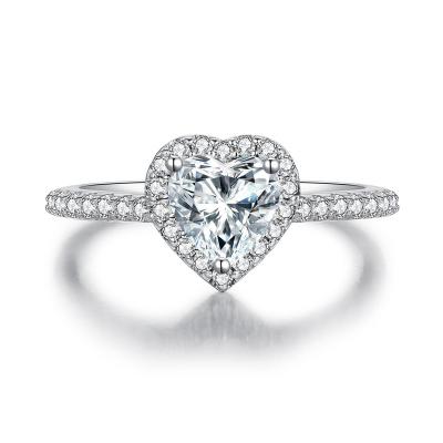 China CLASSIC 925 Silver Color Moissanite VVS Engagement Wedding Ring For Women 1ct 5.5*5.5mm D for sale