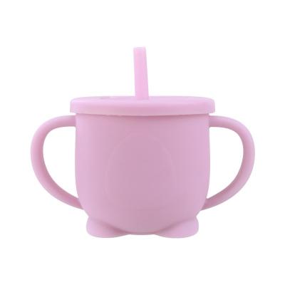 China High Quality Sustainable Silicone Sippy Cup BPA Free Leakproof Eco-friendly Baby Learning Drinkware With Straw for sale