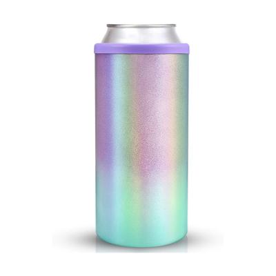 China Outdoor Travel Camping Hiking Wholesale 12oz Slim Double Wall Vacuum Insulated Twinkle Stainless Steel Beer Can Cooler Drinks Holder For Outdoor Sports for sale