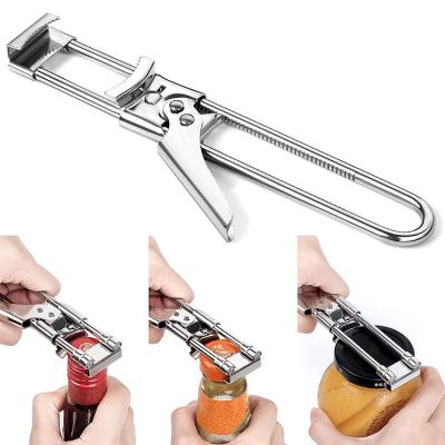 China Hot Selling Stainless Steel Bottle Opener Viable Adjustable Corkscrew Manual Can Opener for sale