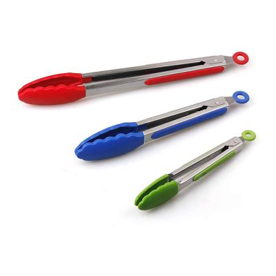 China Viable Wholesale Heavy Duty Stainless Steel Silicone BBQ And Kitchen Non-Stick Tongs for sale