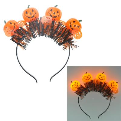 China Props 2021 Wholesale Skull Pumpkin Decor Light Halloween Headbands for sale