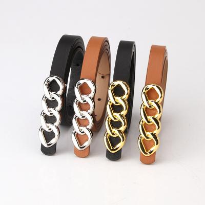 China 2022 Wholesale Women's Steel Buckle Gold Belt Leather Diet Belt for sale