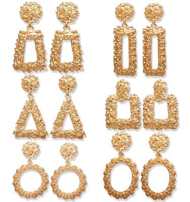 China Trendy Fashion Fine Vintage Jewelry Women Gold Geometric Statement Earrings for sale