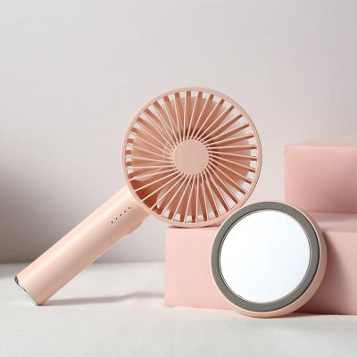 China Wholesale High Efficiency Usb Mini Fan With Mirror Handheld Rechargeable Portable Fan for sale