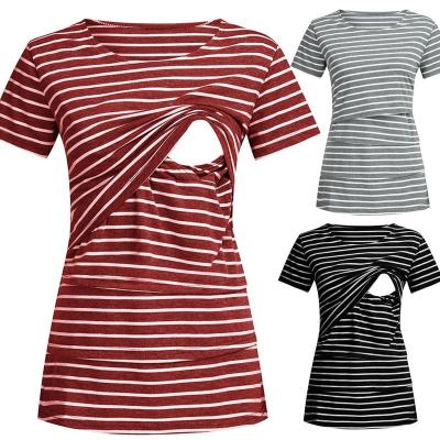 China Women's Tank Tops T-shirt Double Layer Sleeve Maternity Maternity Nursing Top Nursing Short Shirt Anti-Static for sale