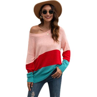 China Fashion V-neck new design anti-pilling ladies loose sweaters knit woman sweater for sale