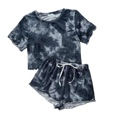 China Summer QUICK DRY shorts women sleeveless clothes tie dye wholesale ladies pajamas set for sale