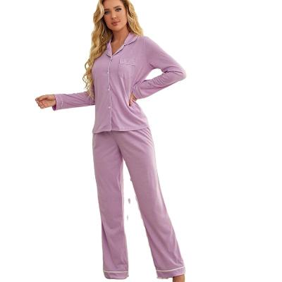 China QUICK DRY Pajamas Set Cotton Women Casual Comfortable Solid Plus Size Fashion Autumn Pajamas In Stock for sale