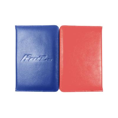 China Special Golf Score Card Holder Wallet Red and Blue Leather Card Holder with Top Leather for sale