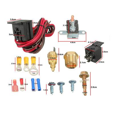 China Automobile 175-185/200-185/210-195 Degree 40 Amp Universal 4 Pins Radiator Fan Fan Thermostat Temperature Switch Relay Kit / 5 Pins for sale