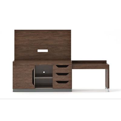 China Modern Hampton Inn Hotel Furniture Bedroom Furniture Package Laminate Finished TV Console Desk Cabinet Unit for sale