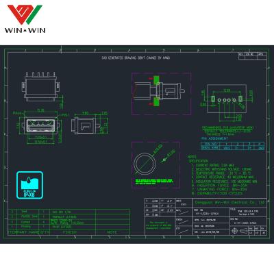 China Power Electrical Wire USB Type A Female Connector In Vertical Design for sale