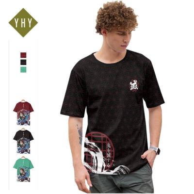 China 2022 Fashion Casual Men's Anti-Wrinkle Men's T-shirt Demon Slayer Oversized Graphic Printed T-shirt Anime Men's T-shirt For Men for sale