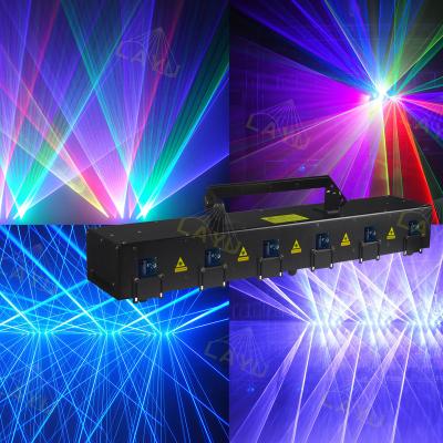 China Nightclub/Disco/Party 6head Multicolor High Power RGB Animation Stage Full Color Laser Lighting 6W 12W 18W ILDA DMX Animation 6 Head Laser Bar for sale