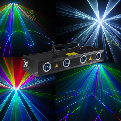 China Animation Full Color Laser Models Four Head 4 Lens Eyes Full Color Animation Fat Powerful Beam Music Laser Club Light Up Laser Light Disco Laser Price for sale