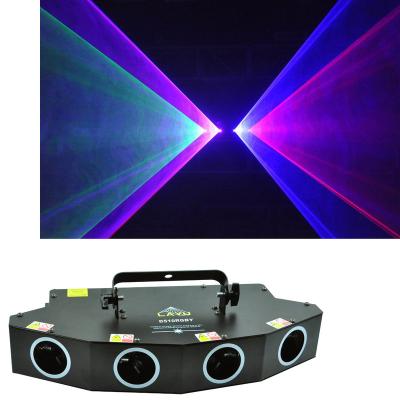 China Indoor/Outdoor Light 445*200*75mm Big RGBP 4 Eyes Fan Shape Laser Projector Beam Effect Halloween DJ Stage Light for sale