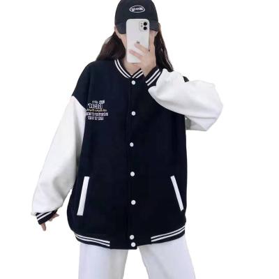 China Lanlan Breathable Street Use Custom Letter Logo Patches Baseball Jacket Truckers Women's College Leather Jacket For Woman for sale