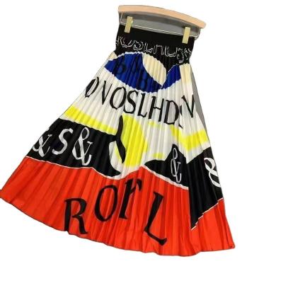 China Liangdian Skirts Women's Vintage Floral Print Breathable A-tie Skirt Elastic High Waist Midi Casual Skirt for sale