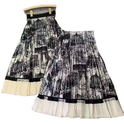 China Brand New Breathable Summer Floral Print Liangdian Casual Boho/Spring High Waist Skirt Women Pleated Skirt for sale