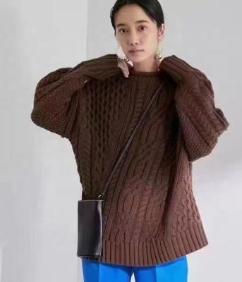 China B04-21-0014 Autumn/Winter Breathable Korean Style Neck Pullover Loose Knit Women Sweater for sale