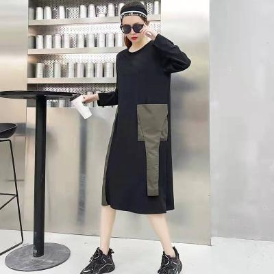 China mingxin breathable hot sale casual dress women summer oversized lazy fashion pockets long skirt ladies cotton T-shirt graphic dresses for sale