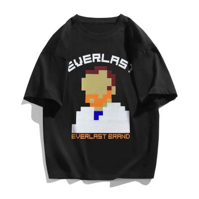 China Anti-wrinkle pixel character men bulk t-shirt 100% cotton plain tee wholesale sublimation logo custom made for sale