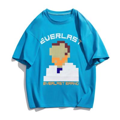 China Custom High Quality 100% Essential Cotton 3D Logo Brand Short Sleeves Anti-Wrinkle Pixel Character Men's OEM T-Shirts Oversize for sale