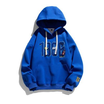 China Factory 380Gsm Number Embroidery Anti-pilling Oversized Men's Sweatshirt Fleece Cotton Hoodie Custom Heavy Pullover Hoodies for sale