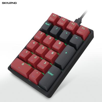 China Mechanical Hot Swap 21 Key USB Wired Number Pads Gateron Switch Mechanical Numeric Keypad for sale