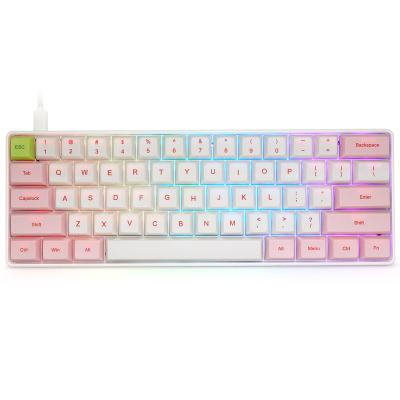 China SK61 61Keys Mini Pink Gray /white/white Waterproof Plug & Play Mechanical Keyboard for sale