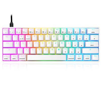 China Hot Selling GK61 V2 RGB 60% Optical Wired ABS White Keytop Mechanical Gaming Keyboard for sale