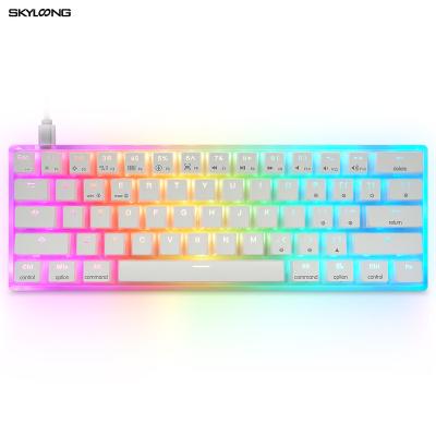 China Translucent Case Skyloong AK61 Usb Wired Gaming Keyboard 60% Mechanical Keyboards With Pudding Keycaps For Laptop Computer for sale