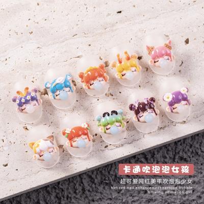 China Nail Charms Cute Art Girl Top Blowing Bubble Jewelry Nail Decoration 3D Resin Design Nail Charms Kawaii DIY Cartoon Nail Art Accessories Supplies for sale