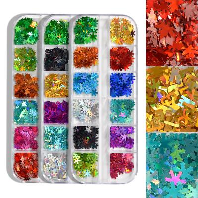 China Nail Charms Jewelry 12 Grid Glitter Flakes Nail Supplies Neon Butterfly Love Heart Nails Accesorios Design Nails Sequins DIY Tools for sale