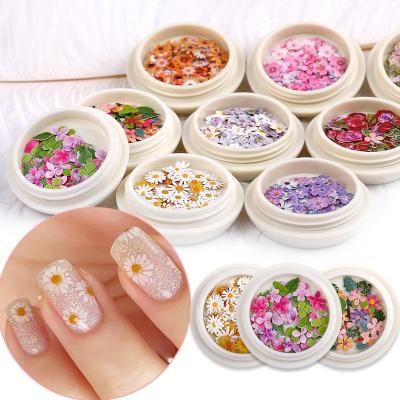 China Nail Charms Jewelry Box Nail Art Jewelry Wood Pulp Chips Mixed Simulation Flowers 9 Styles Environmentally Friendly DIY Nail Accessories for sale