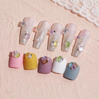 China Shiny Iridescent Jewelry Accessories Flat-Back Color Art Rhinestones Glass Resin Aurora Sugar Cube Nail Art Rhinestone ab nail nail decorations 5 orders for sale