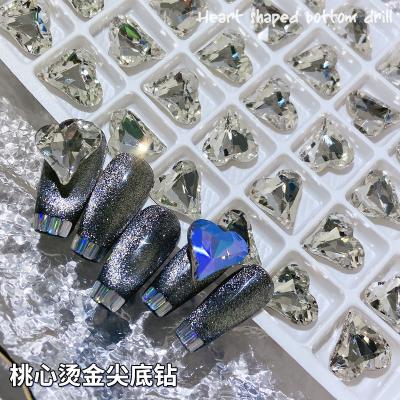 China Nail Art Rhinestone Decorations Manicure DIY Jewelry 3D Aurora Candy Love Crystal Glittering Diamond Peach Crooked Heart Jewel Nail Charms for sale