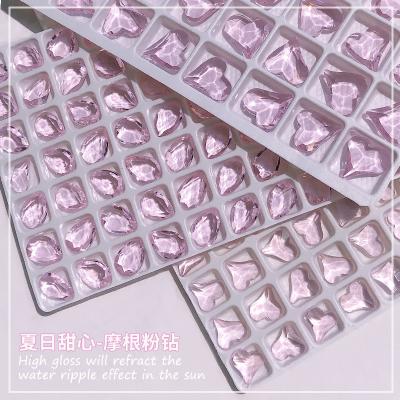 China Nail Charms Jewelry 10PCS Crystal Diamond For Nail Art Decoration Peach Square Glass Fake Stone Big Heart Jewelry Ice Twisted Transparent Bubble for sale