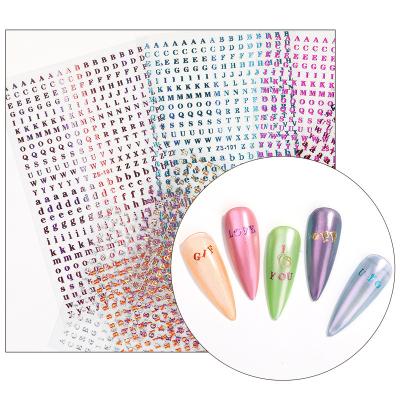 China Tulip Flower Alphabet 3D Number Nail Art Decal Word Small English Letter Self Adhesive Nail Nail Art Stickers Colorfu 26 tattoos decal stickers for sale